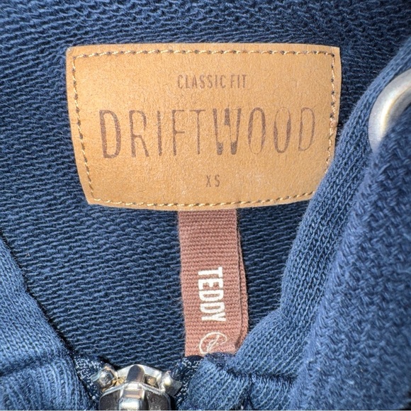 Driftwood Teddy Navy Blue Hooded Sweater Floral Embroidered Design Women's XS - Picture 7 of 12